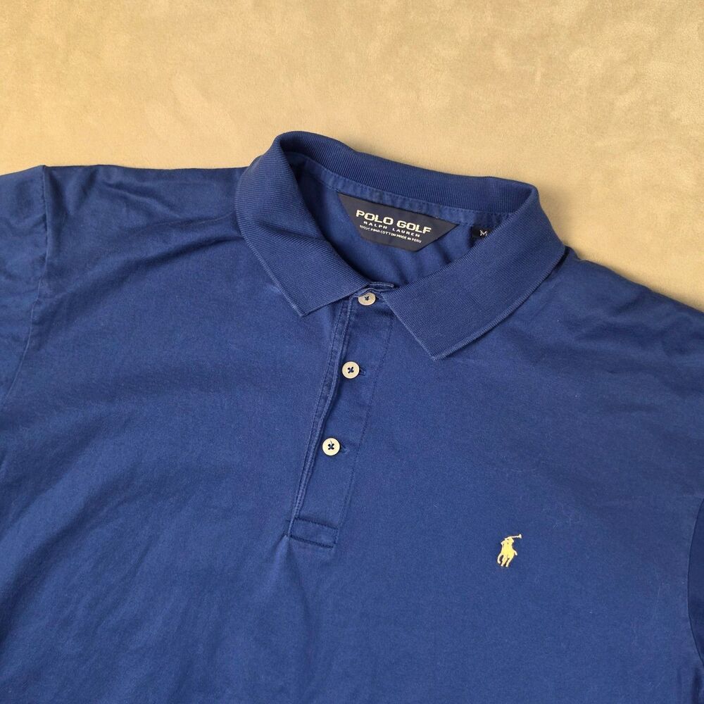 Polo Ralph Lauren Golf Shirt Mens M Blue Cotton Short Sleeve Tennis Sports